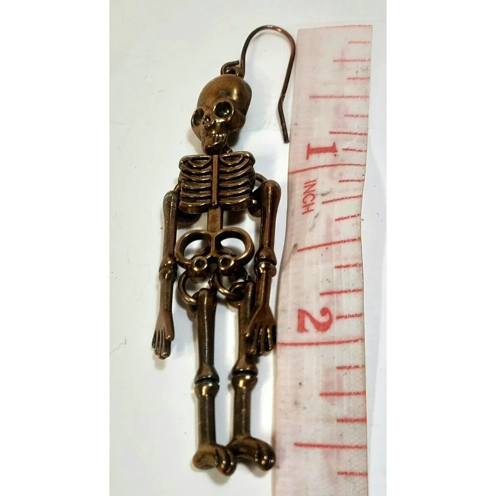 Vintage Articulated Skeleton Dangle Earrings 2.5